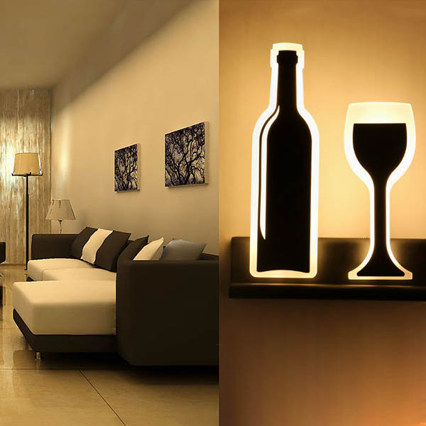 LED Acrylic New Design 'Winebottle & Glass’ Wall Light