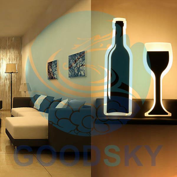 LED Acrylic New Design 'Winebottle & Glass’ Wall Light